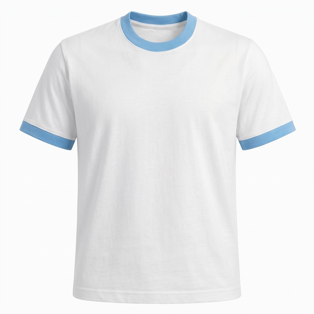 White & Sky Blue Ringer tee (S)