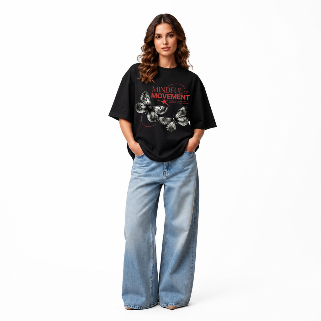 WHITE BUTTERFLY OVERSIZED T-SHIRT (S)