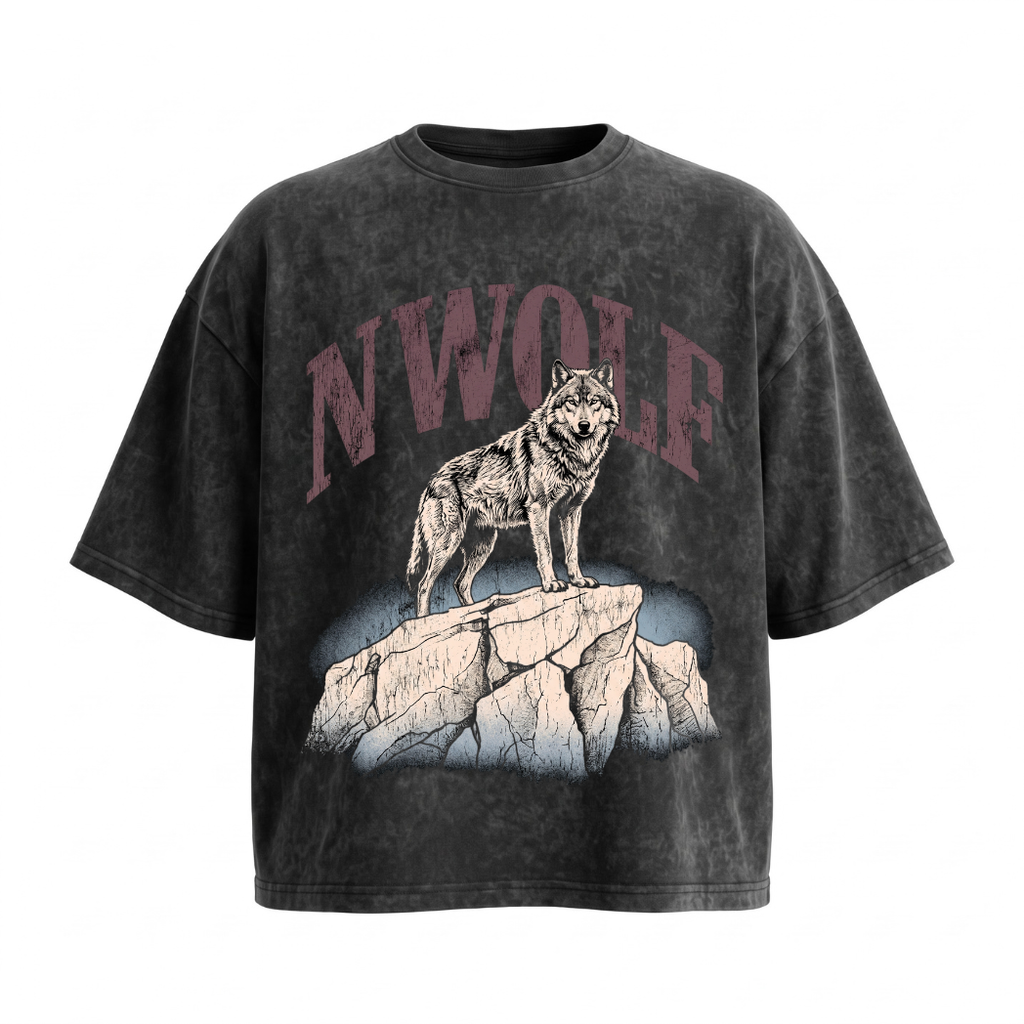 NWOLF acid wash Tee