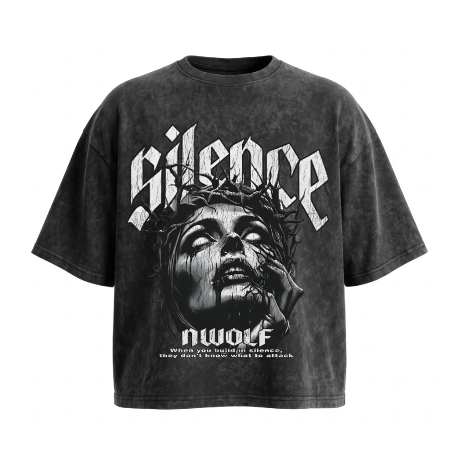 Silence Acid wash Oversized Tee