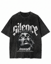 Silence Graphic Acid wash Oversized T-Shirt