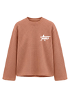 Brown Oversized waffle knit Full Sleeve Cropped Tee