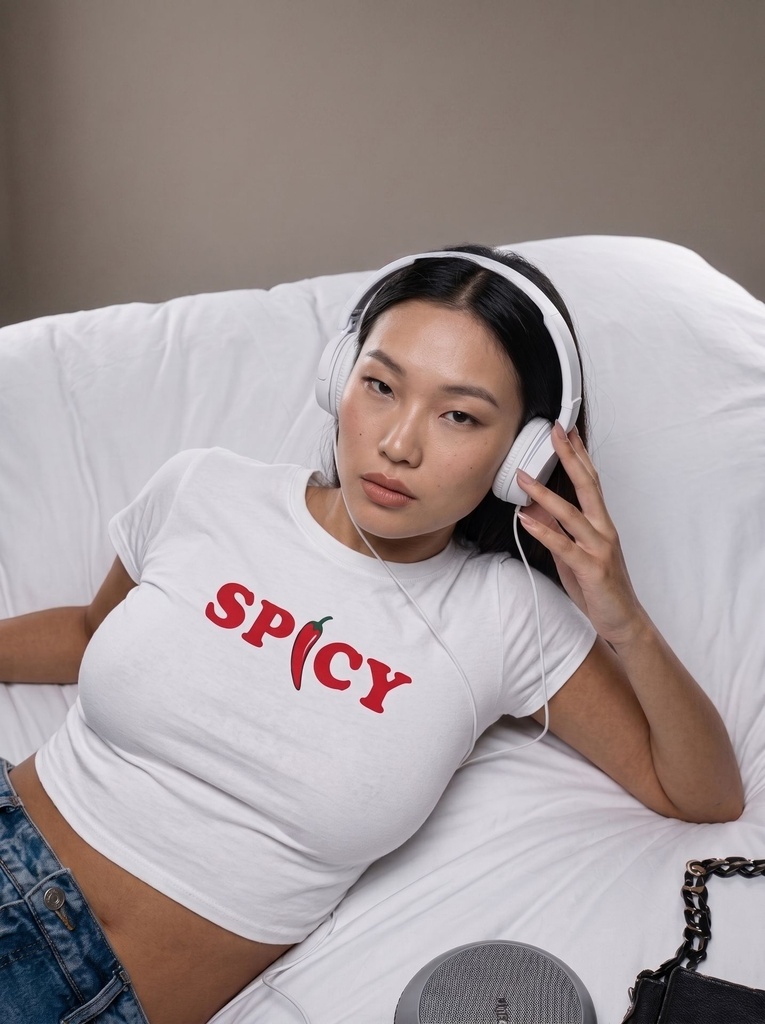 Spicy Baby Tee 🌶️ (Black, S)