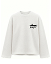 White Oversized waffle knit Full Sleeve Cropped Tee