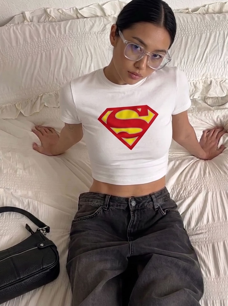 Super Girl Baby Tee (Black, S)