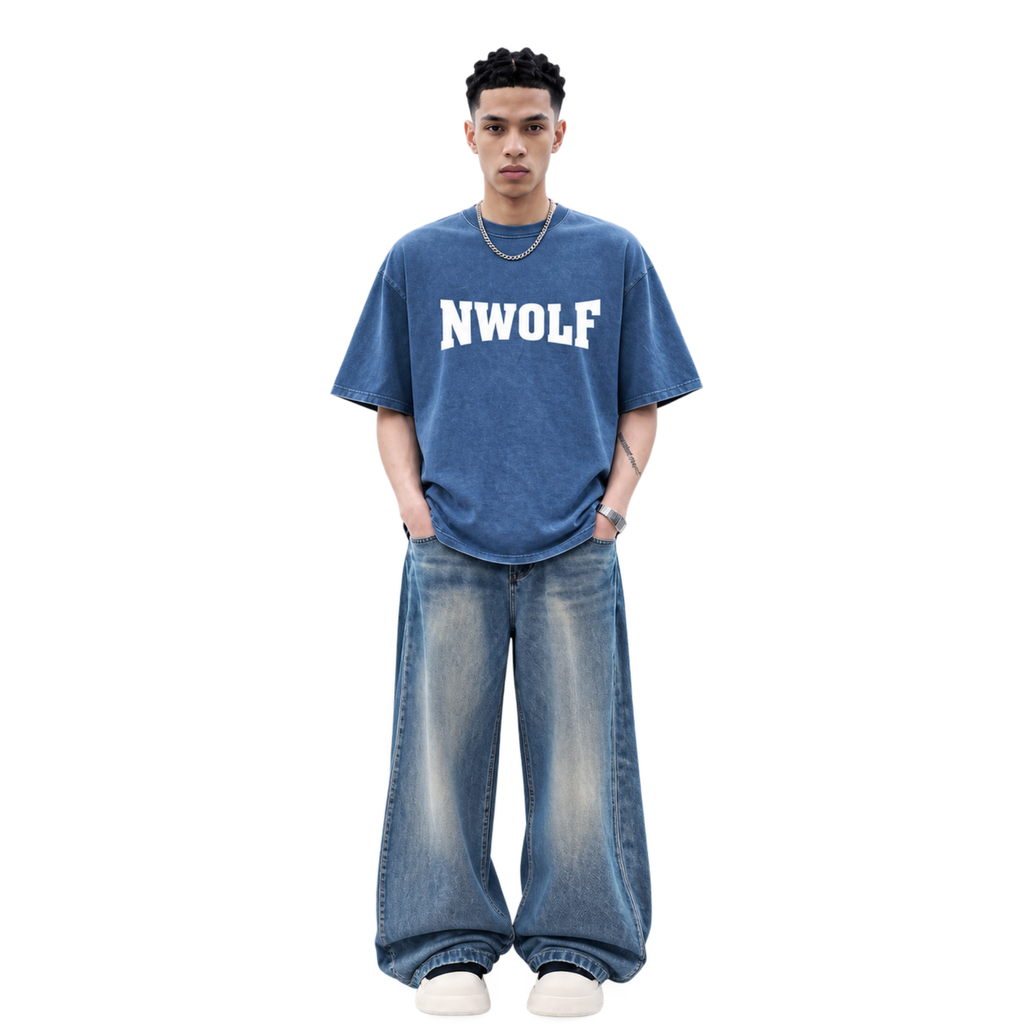 Denim Wash Boxy Fit T-shirt (S)