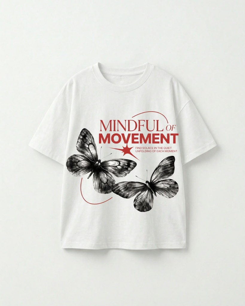 WHITE BUTTERFLY OVERSIZED T-SHIRT (S)