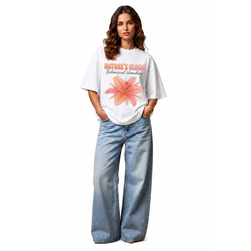 WHITE FLOWERS OVERSIZED T-SHIRT (S)
