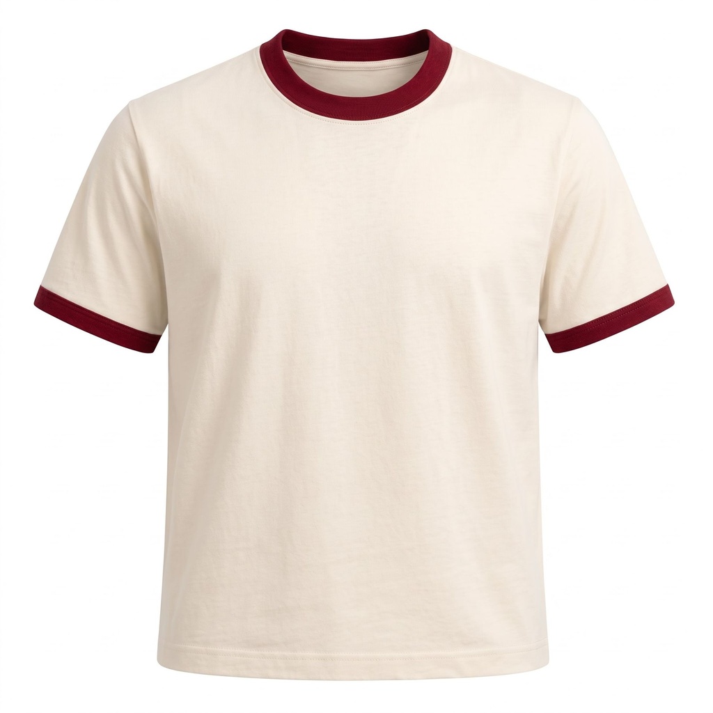Off White & Maroon Ringer tee (S)