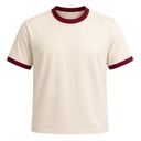 Off White & Maroon Ringer tee
